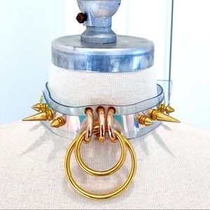 Dolls Kill holographic vinyl gold o-ring choker